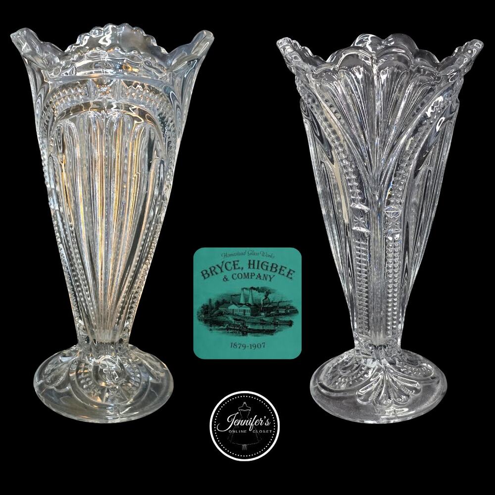 Bryce Higbee Vintage EAPG Admiral Pattern (Ribbed Eclipse) Glass Vase